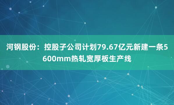 河钢股份：控股子公司计划79.67亿元新建一条5600mm热轧宽厚板生产线