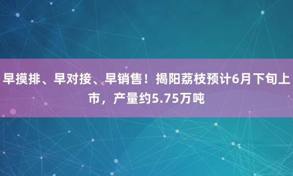 早摸排、早对接、早销售！揭阳荔枝预计6月下旬上市，产量约5.75万吨