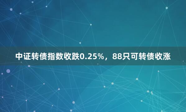 中证转债指数收跌0.25%，88只可转债收涨