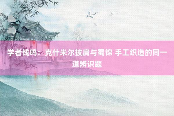 学者钱鸣：克什米尔披肩与蜀锦 手工织造的同一道辨识题