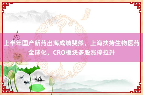 上半年国产新药出海成绩斐然，上海扶持生物医药全球化，CRO板块多股涨停拉升