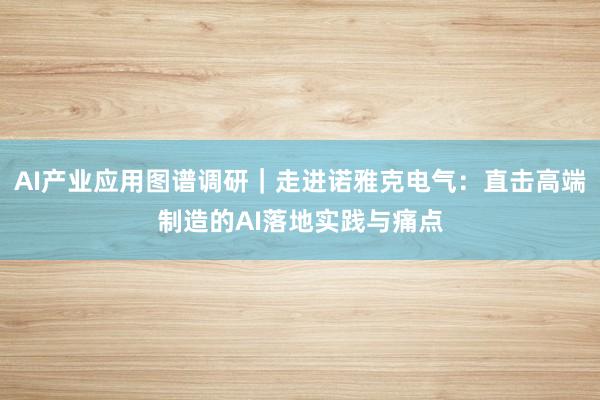 AI产业应用图谱调研｜走进诺雅克电气：直击高端制造的AI落地实践与痛点