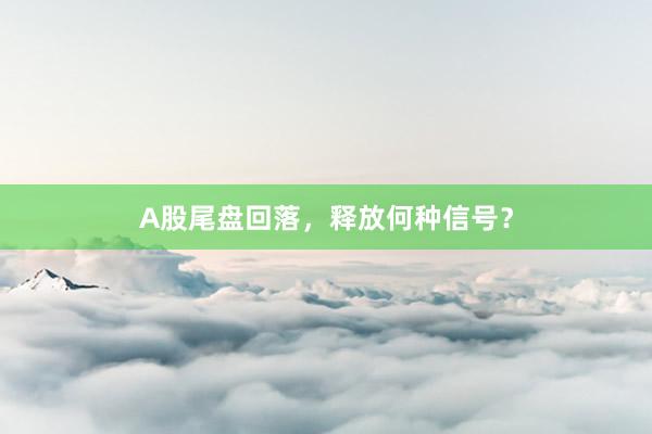 A股尾盘回落，释放何种信号？