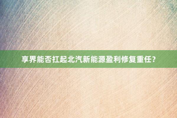 享界能否扛起北汽新能源盈利修复重任？