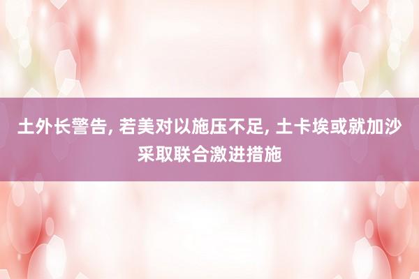 土外长警告, 若美对以施压不足, 土卡埃或就加沙采取联合激进措施