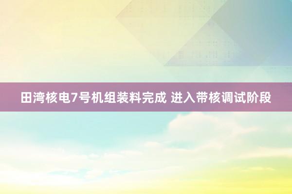 田湾核电7号机组装料完成 进入带核调试阶段