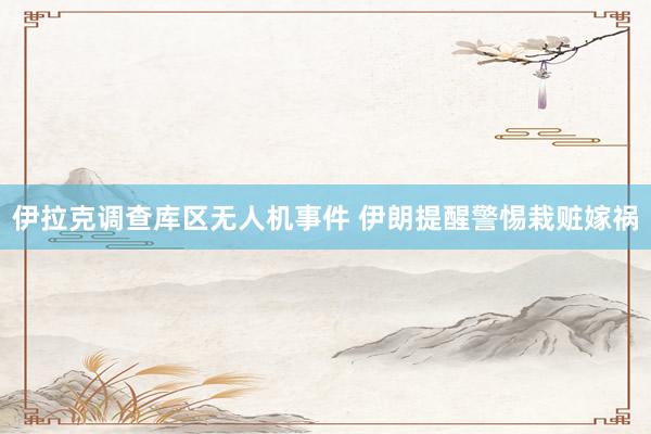 伊拉克调查库区无人机事件 伊朗提醒警惕栽赃嫁祸