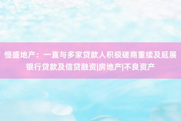 恒盛地产：一直与多家贷款人积极磋商重续及延展银行贷款及信贷融资|房地产|不良资产