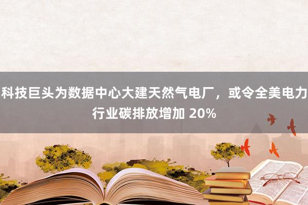 科技巨头为数据中心大建天然气电厂，或令全美电力行业碳排放增加 20%