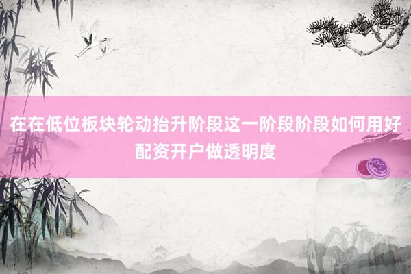 在在低位板块轮动抬升阶段这一阶段阶段如何用好配资开户做透明度