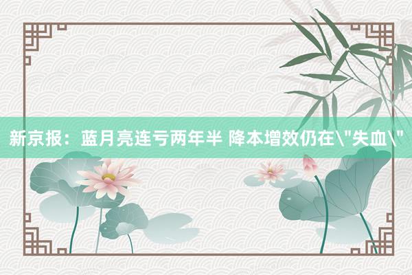新京报：蓝月亮连亏两年半 降本增效仍在