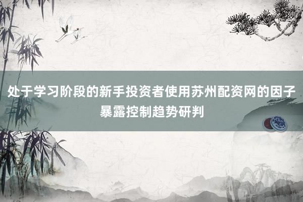 处于学习阶段的新手投资者使用苏州配资网的因子暴露控制趋势研判