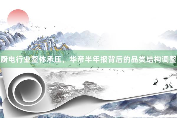 厨电行业整体承压，华帝半年报背后的品类结构调整