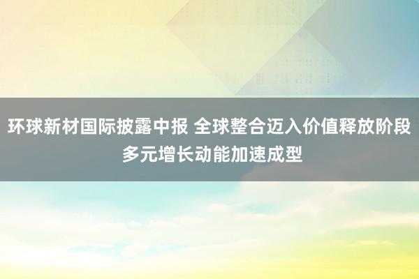 环球新材国际披露中报 全球整合迈入价值释放阶段 多元增长动能加速成型