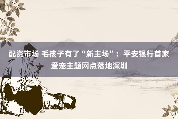 配资市场 毛孩子有了“新主场”：平安银行首家爱宠主题网点落地深圳