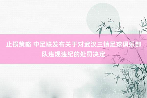 止损策略 中足联发布关于对武汉三镇足球俱乐部队违规违纪的处罚决定