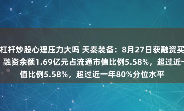 杠杆炒股心理压力大吗 天秦装备：8月27日获融资买入2400.03万元，融资余额1.69亿元占流通市值比例5.58%，超过近一年80%分位水平