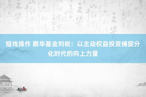 短线操作 鹏华基金刘嵚：以主动权益投资捕捉分化时代的向上力量