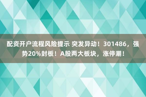 配资开户流程风险提示 突发异动！301486，强势20%封板！A股两大板块，涨停潮！