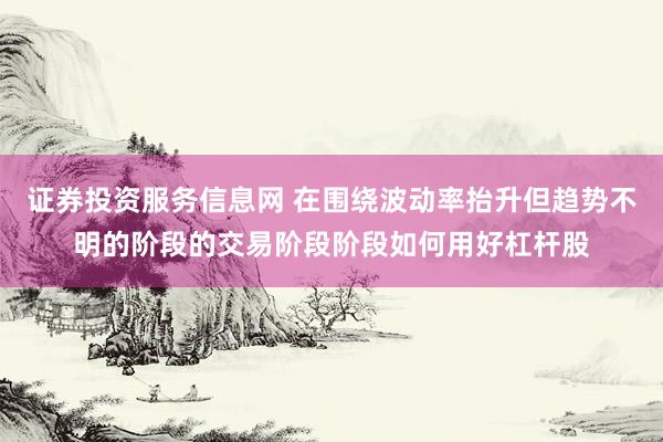 证券投资服务信息网 在围绕波动率抬升但趋势不明的阶段的交易阶段阶段如何用好杠杆股