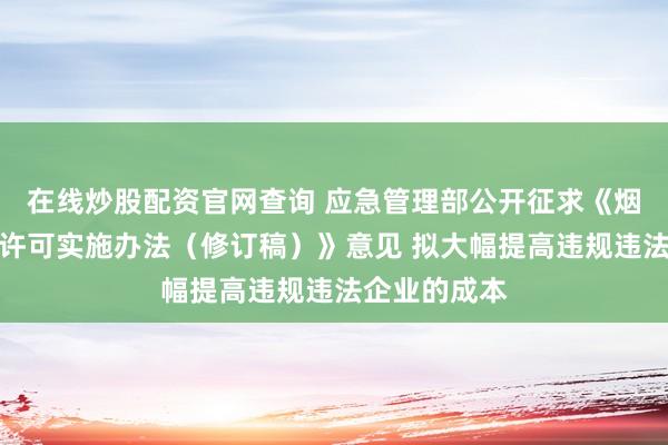 在线炒股配资官网查询 应急管理部公开征求《烟花爆竹经营许可实施办法（修订稿）》意见 拟大幅提高违规违法企业的成本